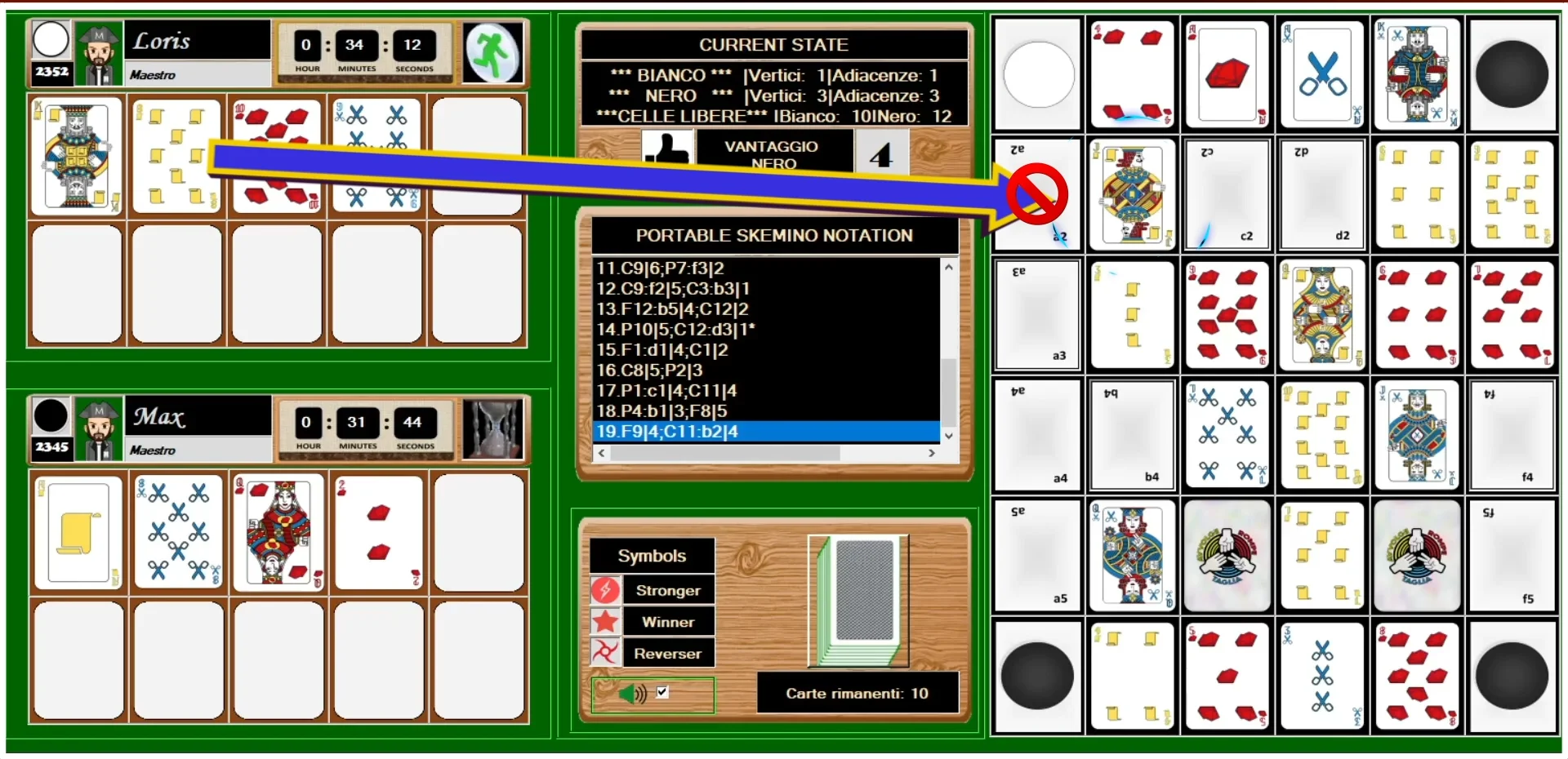 Esempio casella diagonale Skemino