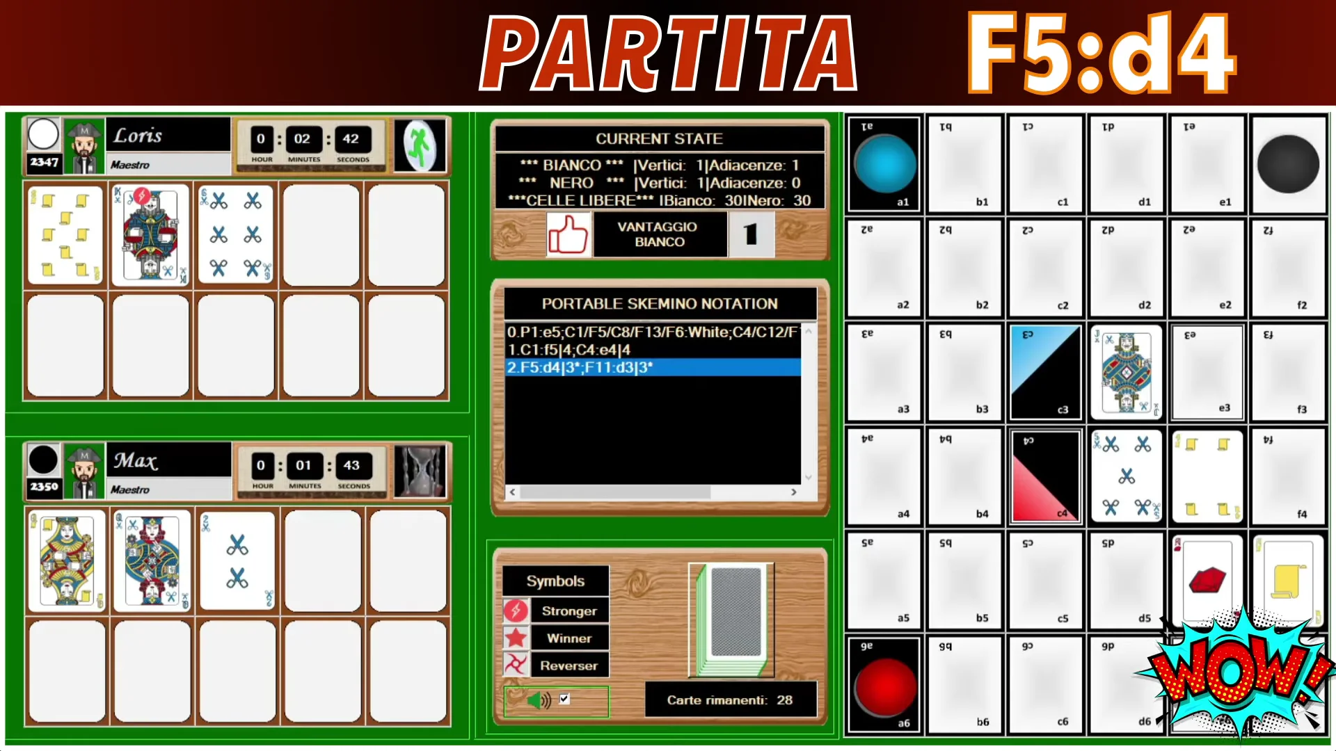 Bianco piazza F5 in d4