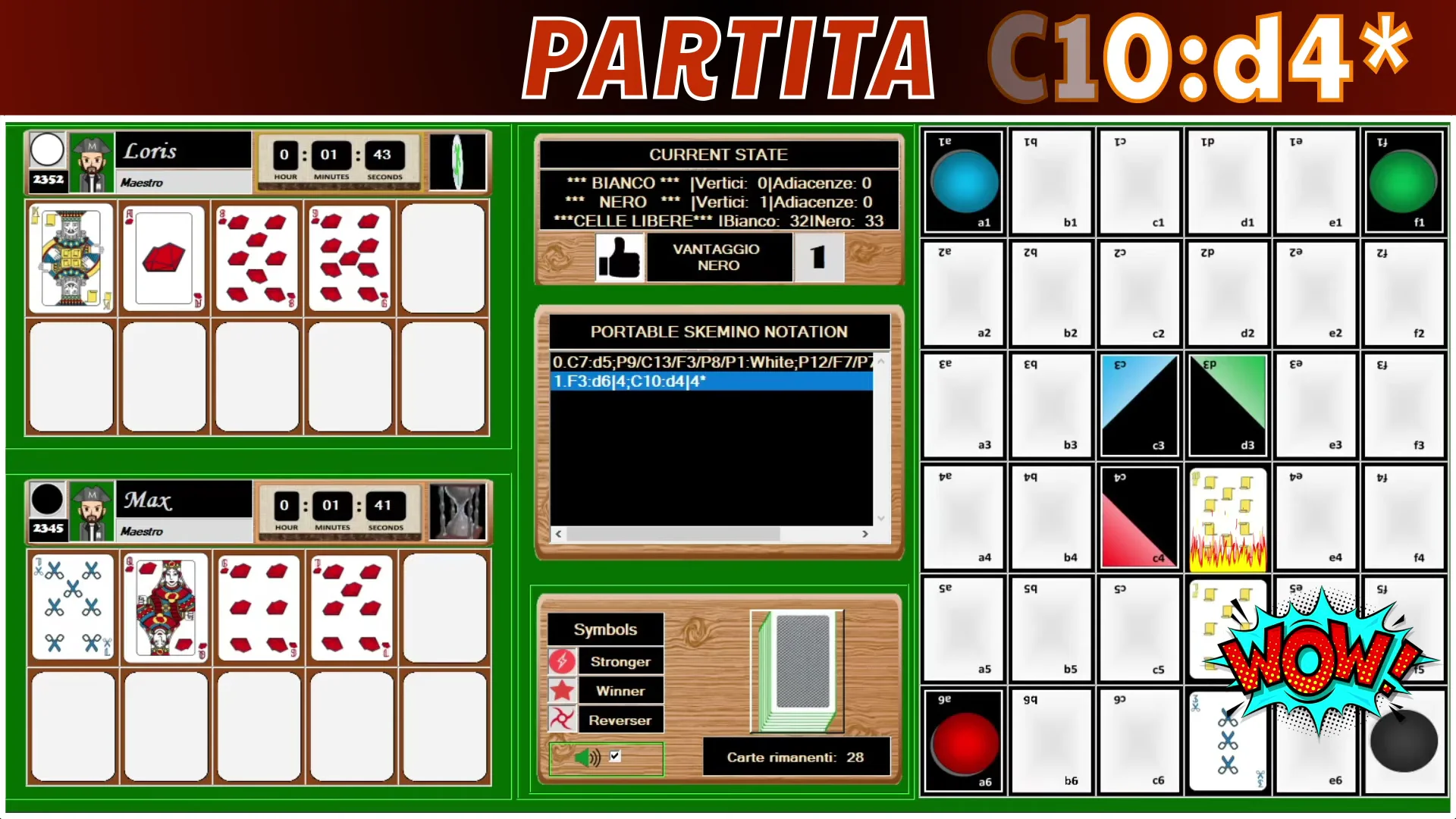 Nero piazza C10 in d4