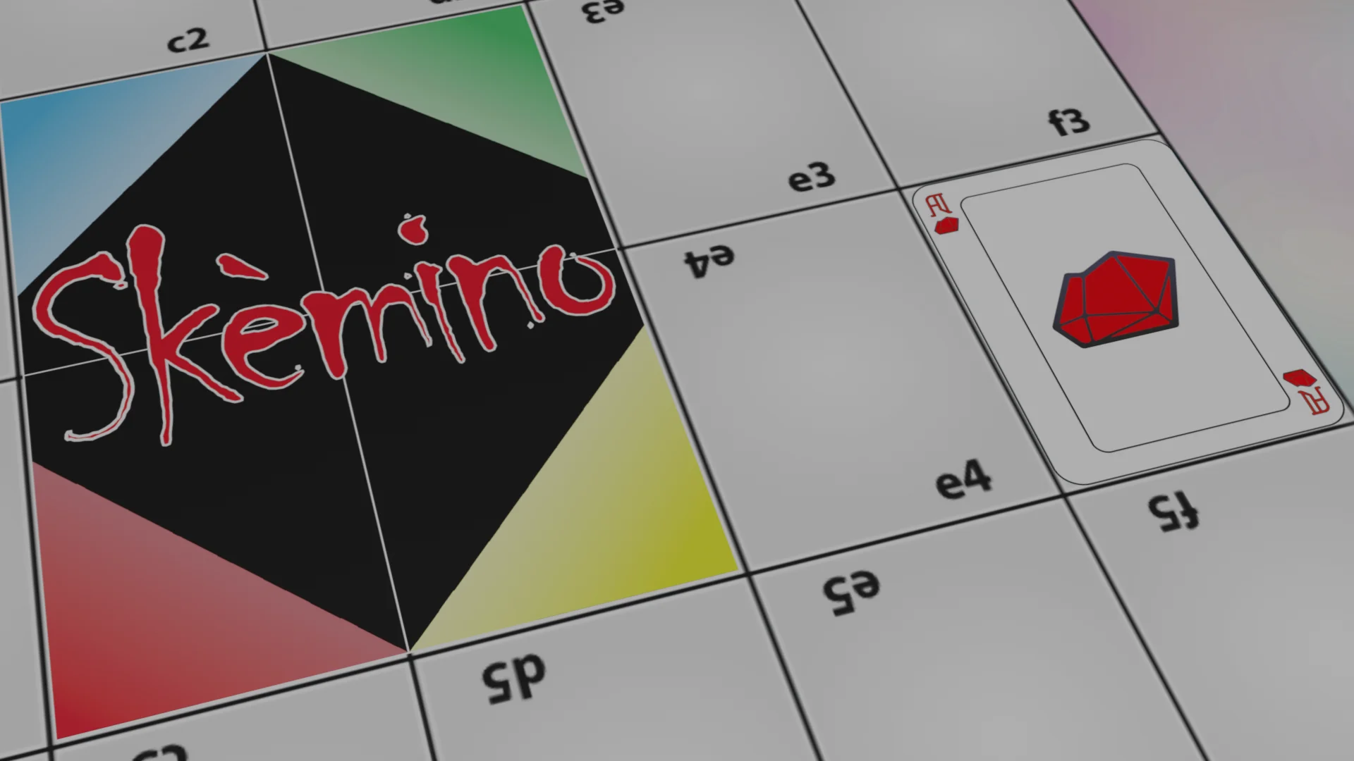 Una carta di Pietra posizionata sul tabellone di Skèmino